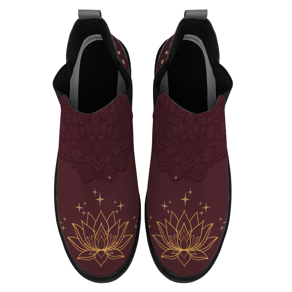 Lotus Chelsea Boots, pair from above showing the toe artwork, white background
