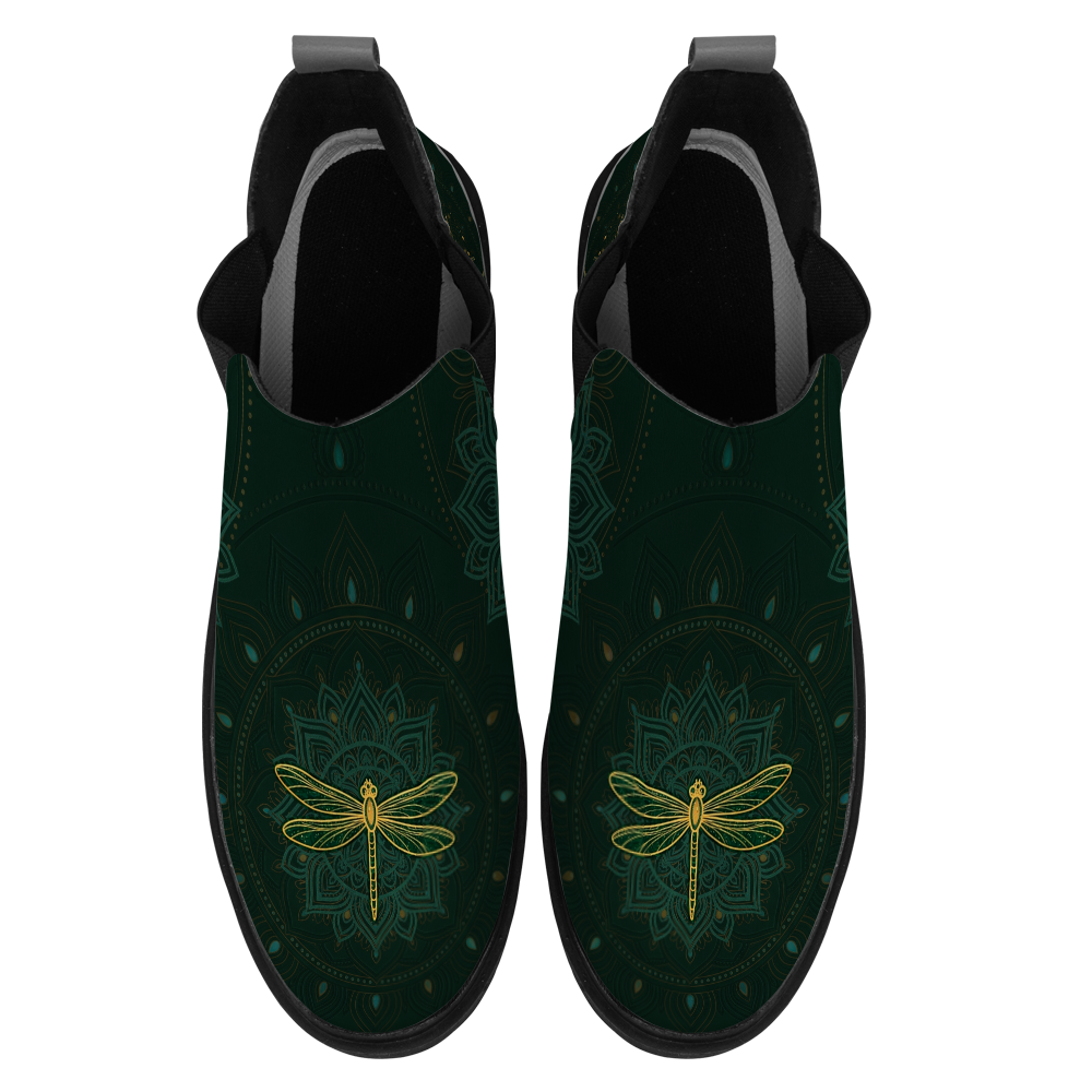 Esme Chelsea Boots, pair from above showing the toe artwork, white background