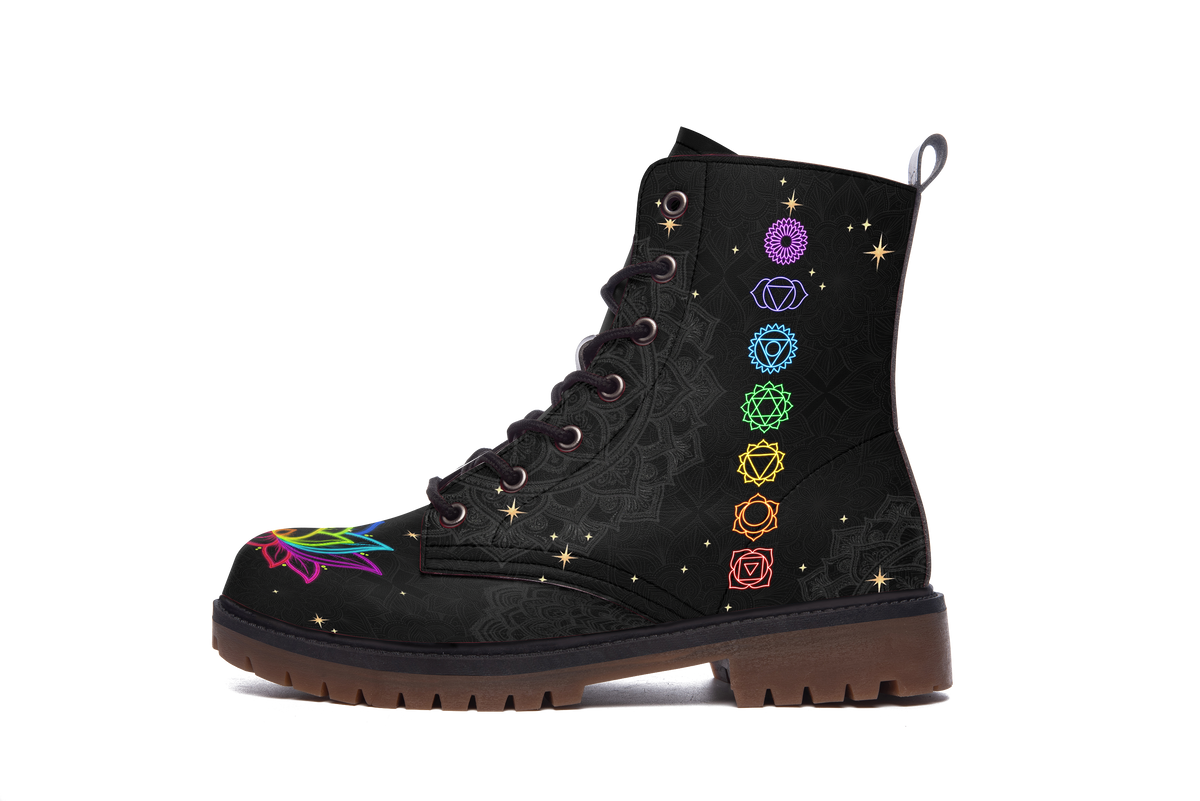 Iris Leather Boots inner side of the left boot, white background
