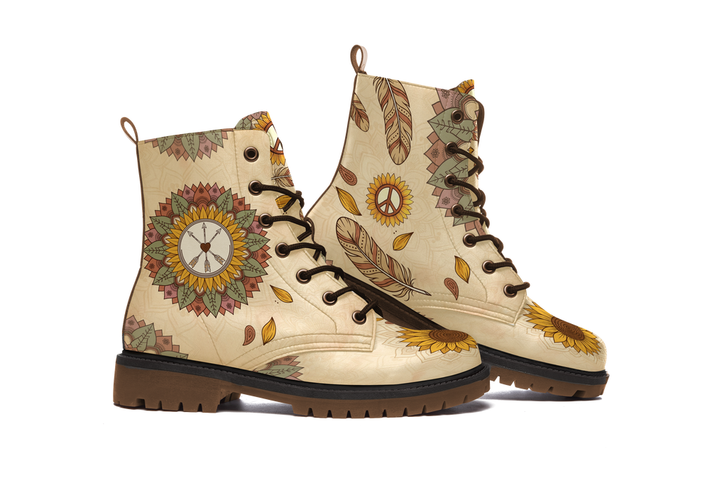 Joni Leather Boots pair, front three-quarter view, white background