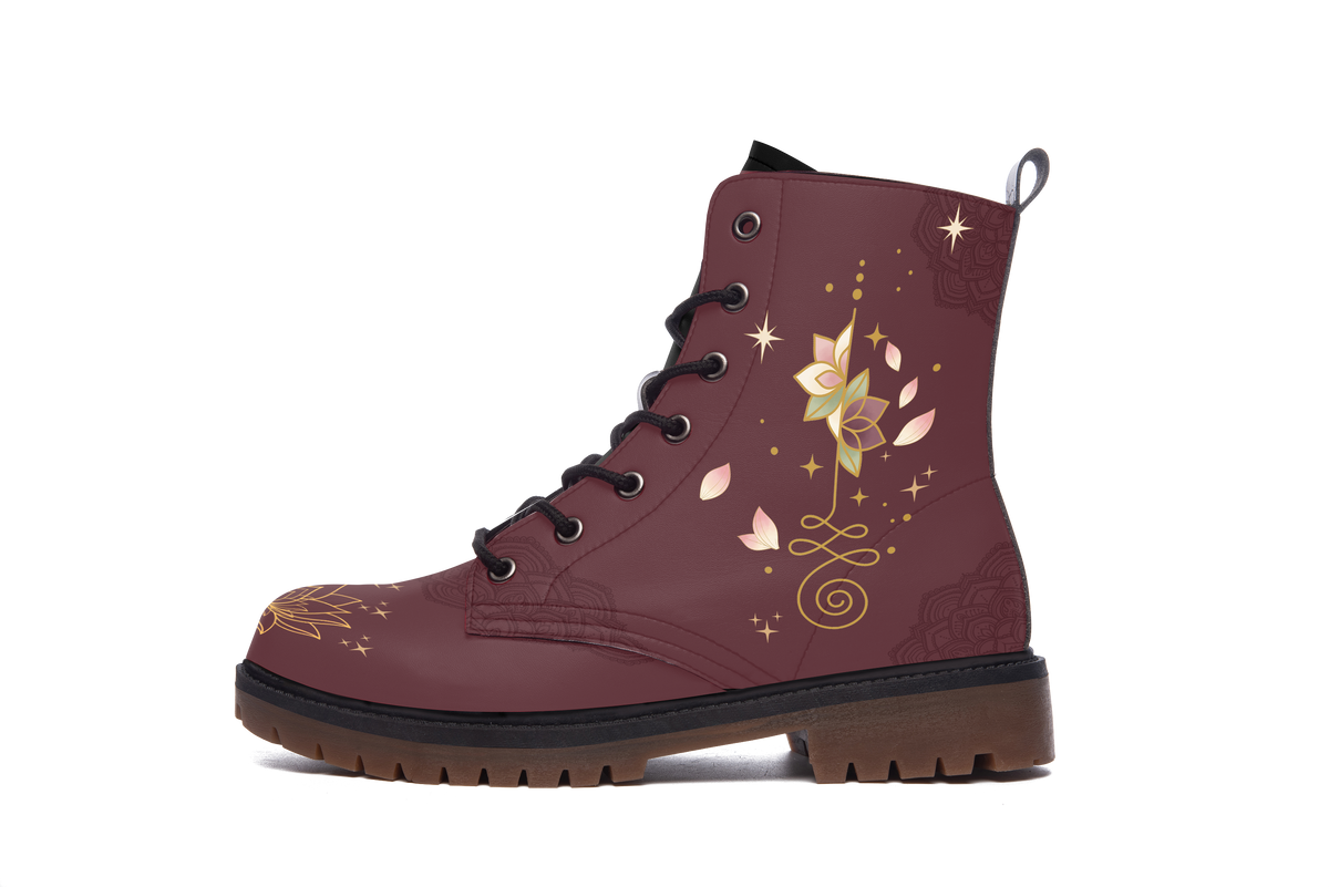 Lotus Leather Boots inner side of the left boot, white background