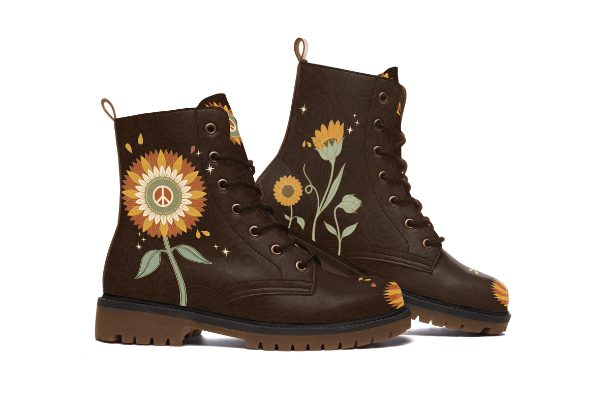 Sunny Leather Boots pair, front three-quarter view, white background