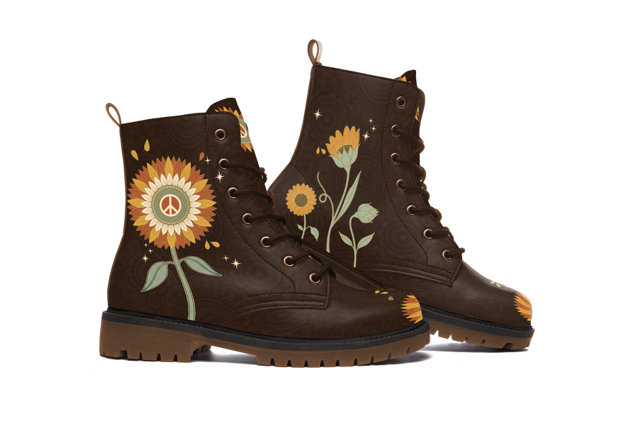 Sunny Leather Boots pair, front three-quarter view, white background