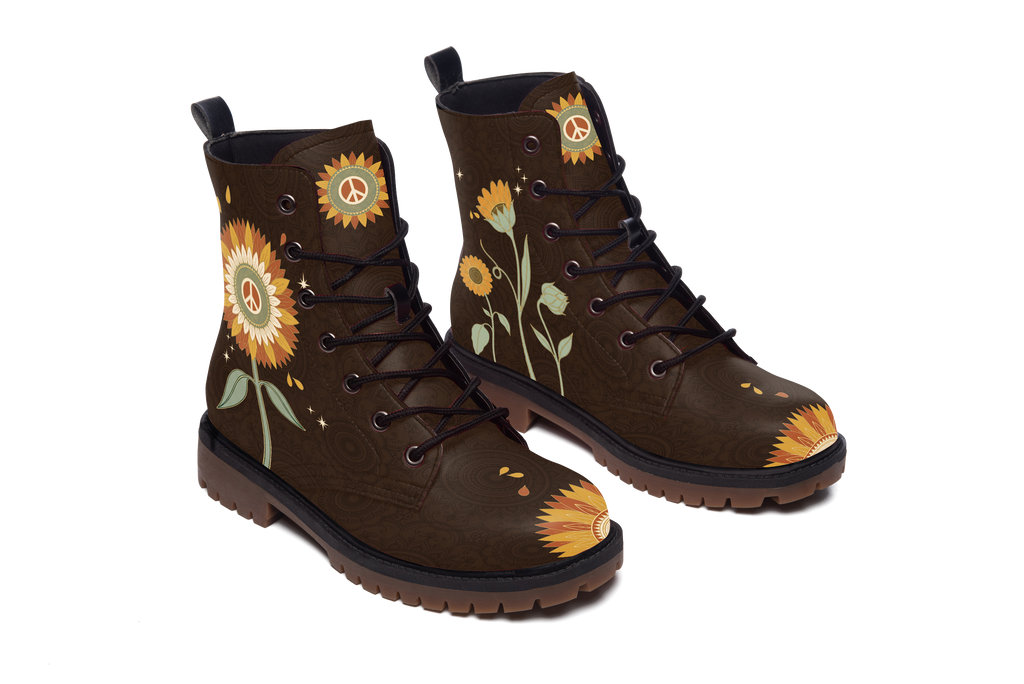Sunny Leather Boots pair, raised three-quarter view, white background